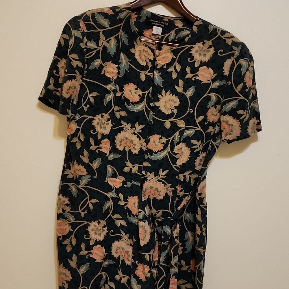 Adrianna Papell collection‎ vintage silk floral dress size 14
